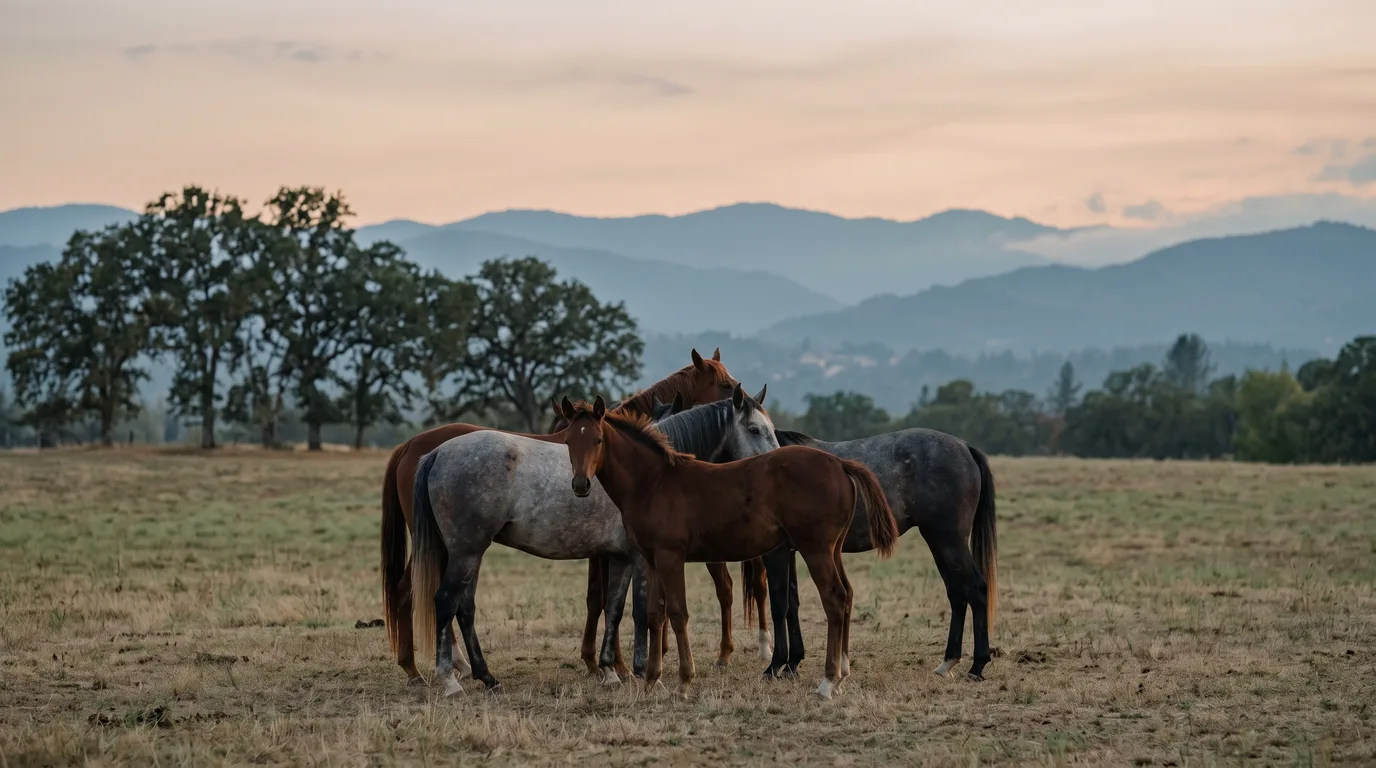 Chevaux en liberté, Écurie Feuillerac, Ain